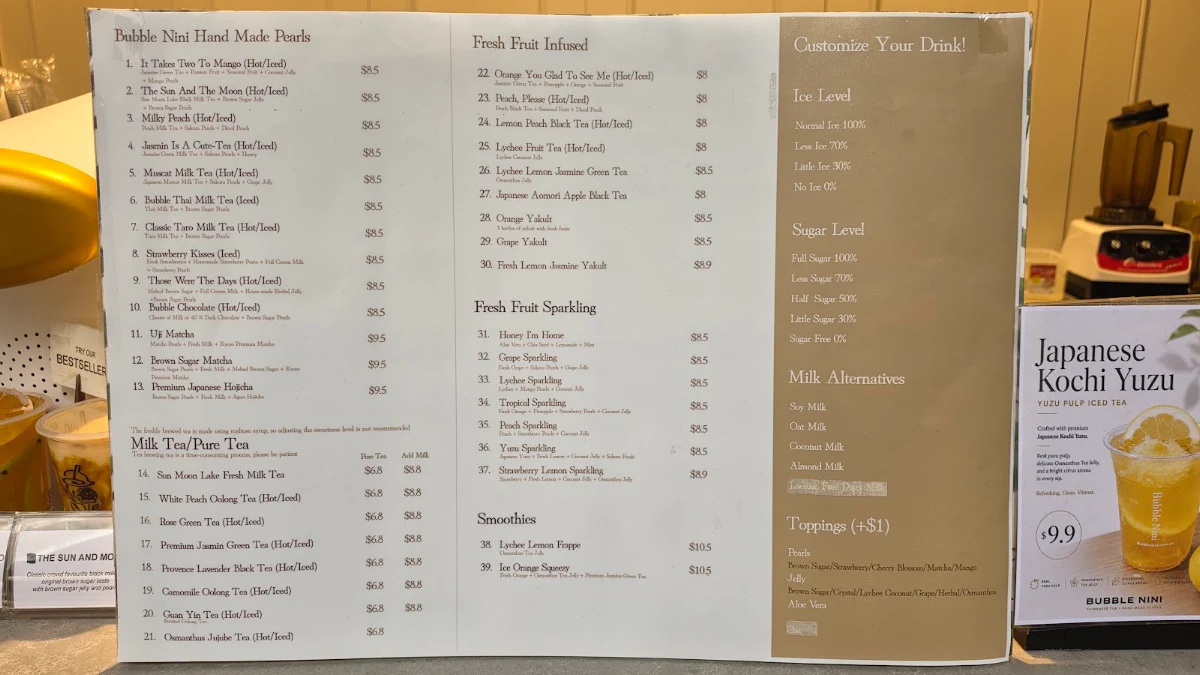 Menu, Bubble Nini Circular Quay