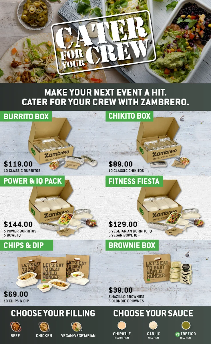 Menu, Zambrero Traralgon