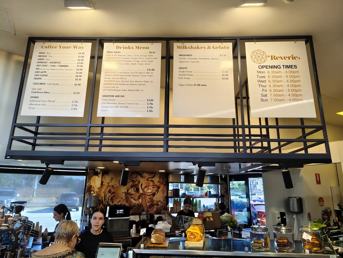 Menu, Reverie Coffee
