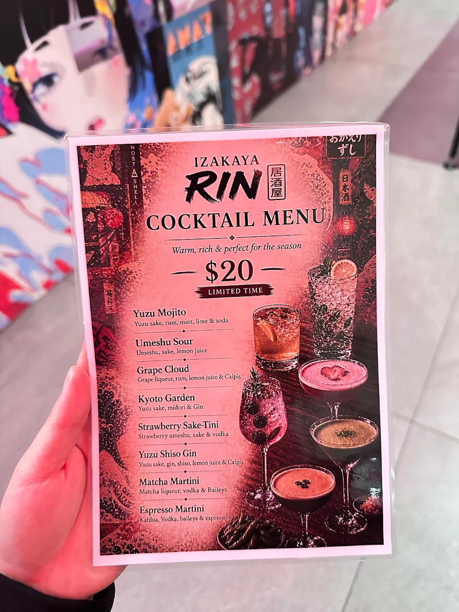 Menu, Izakaya Rin Japanese Restaurant & Bar