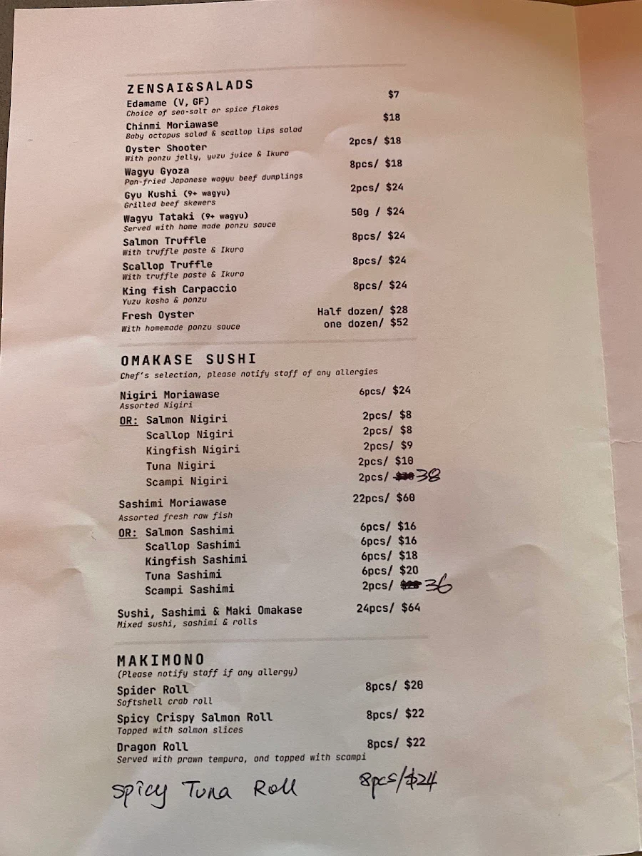 Menu, Izakaya Rin Japanese Restaurant & Bar