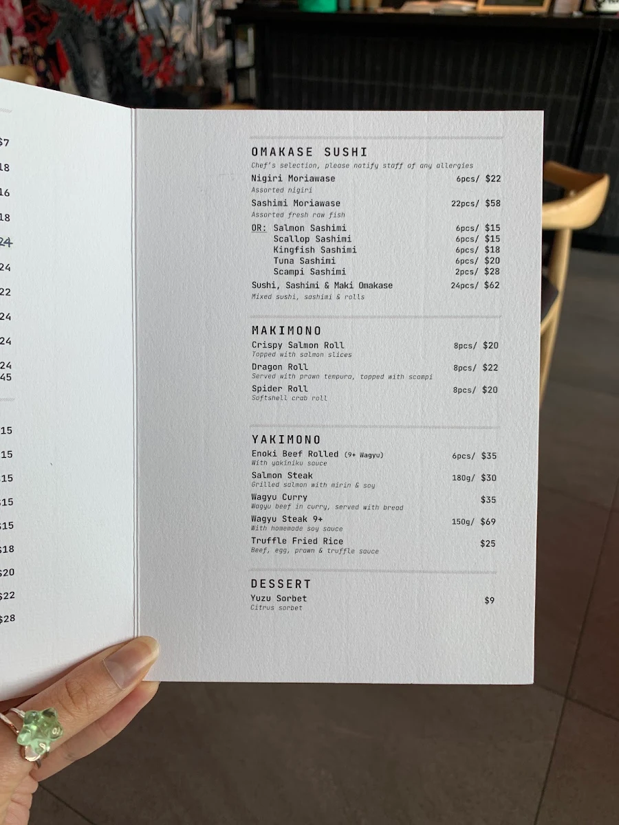 Menu, Izakaya Rin Japanese Restaurant & Bar