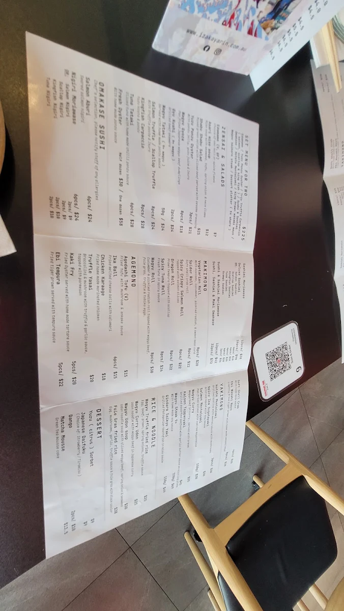 Menu, Izakaya Rin Japanese Restaurant & Bar