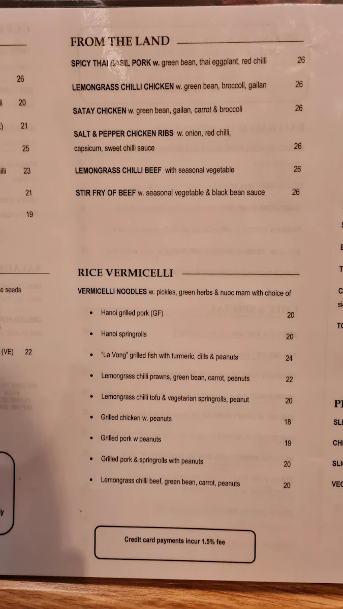 Menu, Sapa Hills