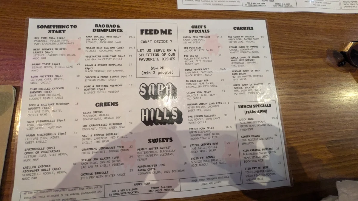Menu, Sapa Hills