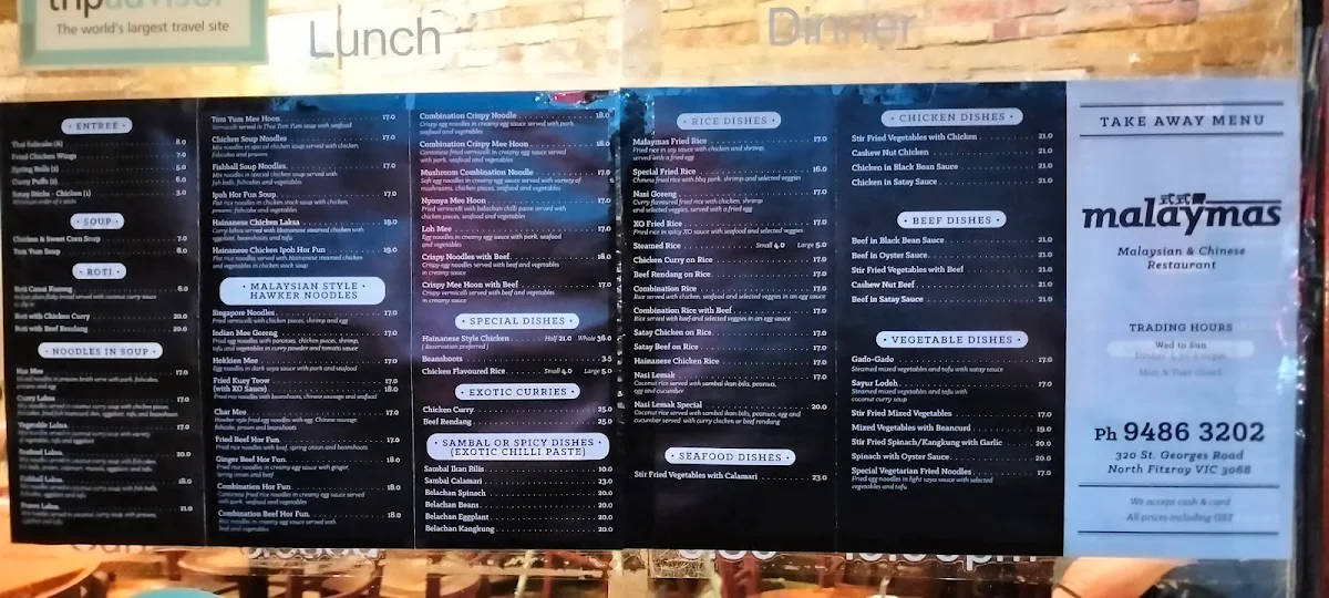 Menu, Malaymas