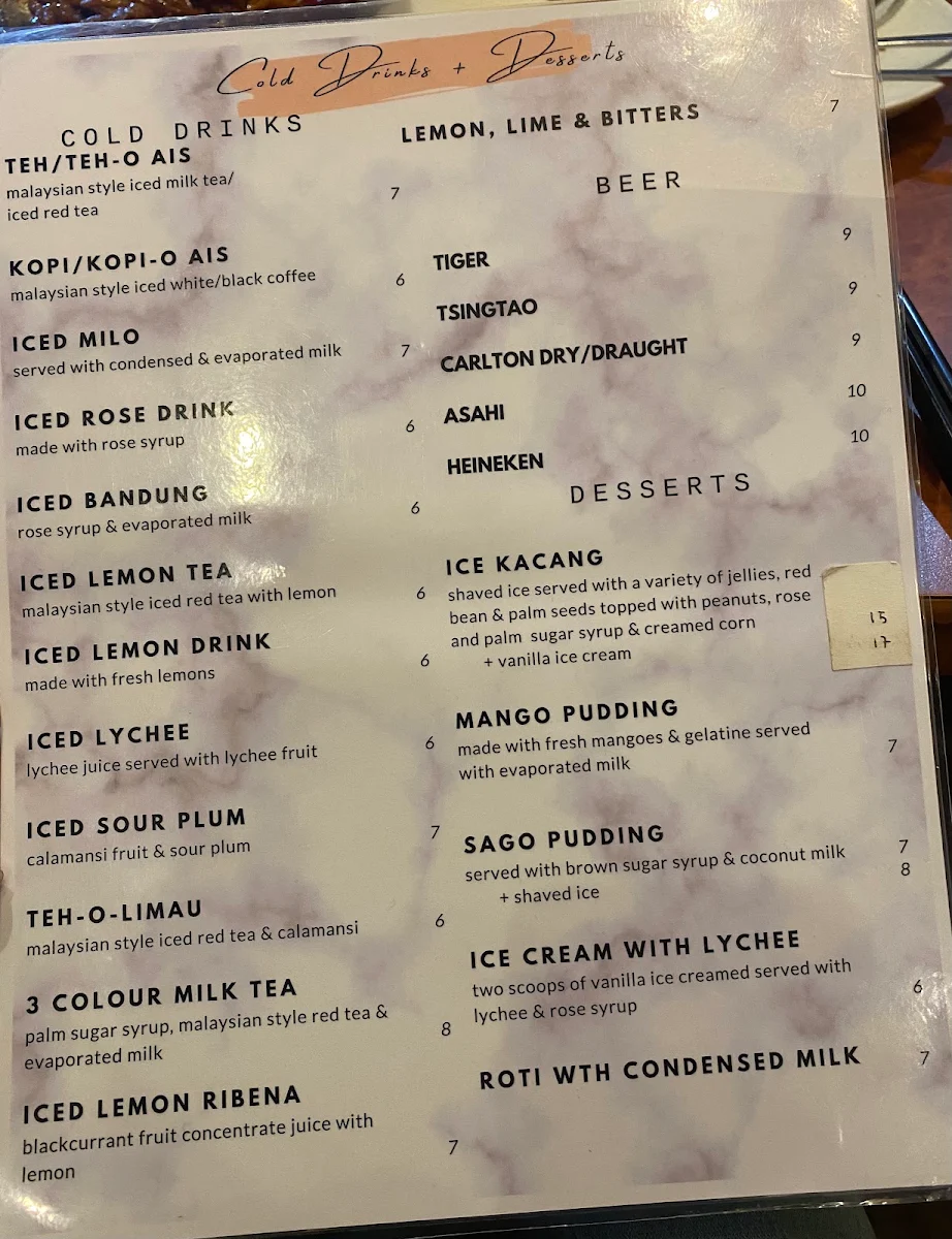 Menu, Malaymas