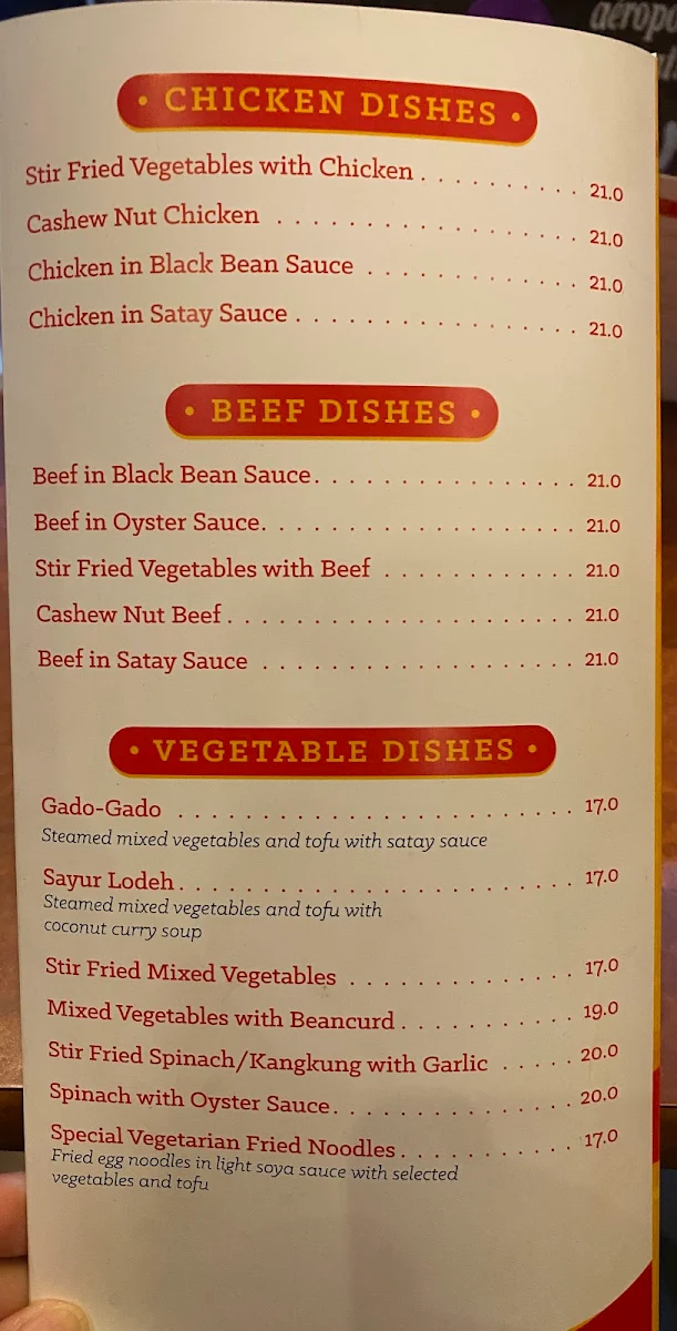 Menu, Malaymas