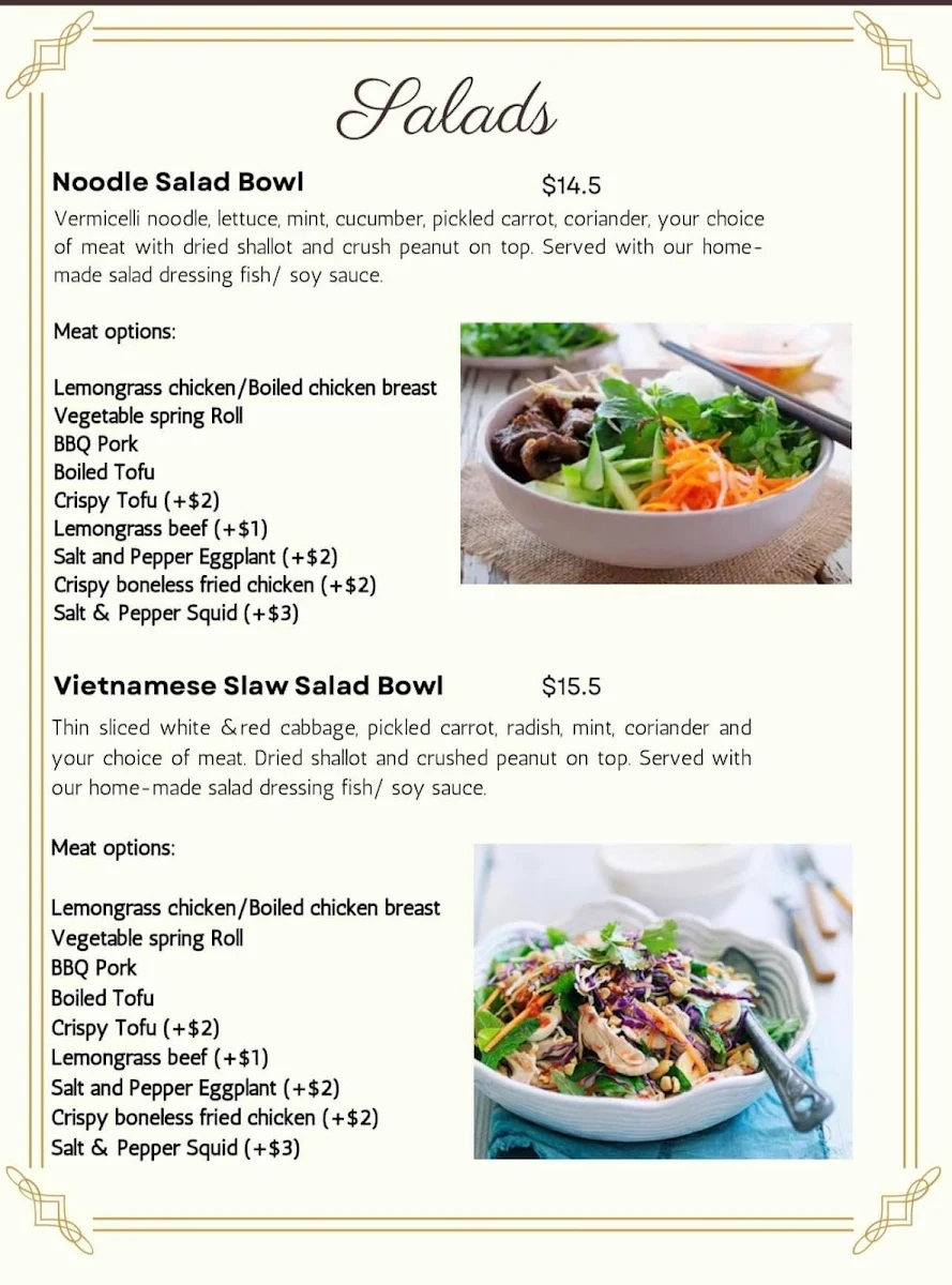 Menu, Bun Vermicelli