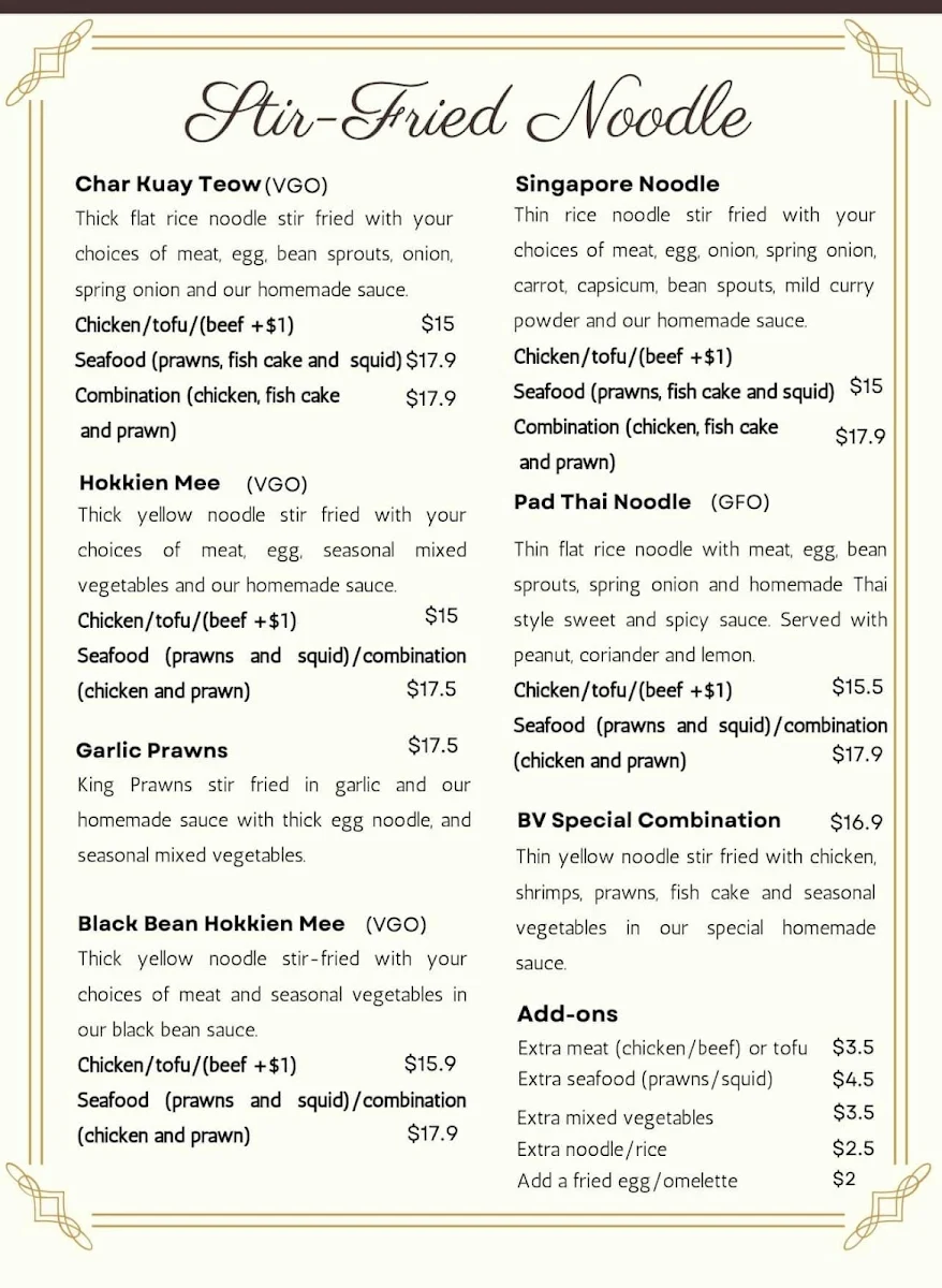 Menu, Bun Vermicelli