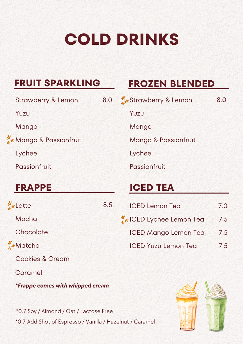 Menu, Cafe Guilty Pleasure Mount Lawley