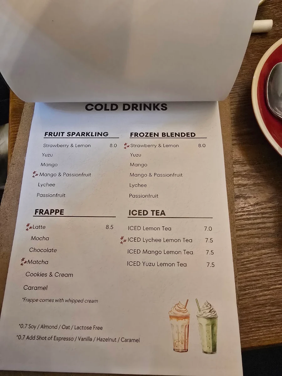 Menu, Cafe Guilty Pleasure Mount Lawley