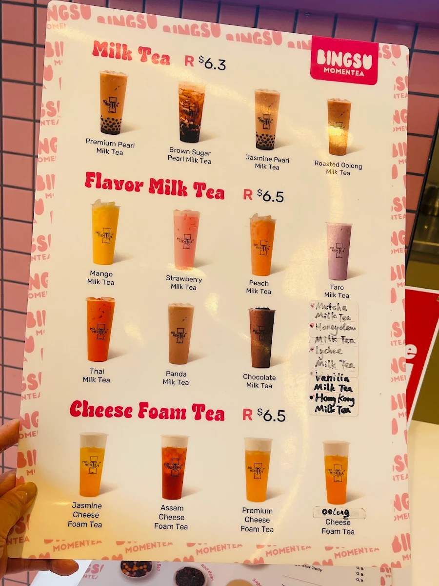 Menu, Momentea Bingsu Castle plaza
