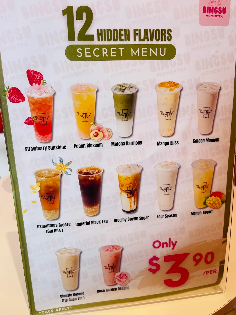 Menu, Momentea Bingsu Castle plaza