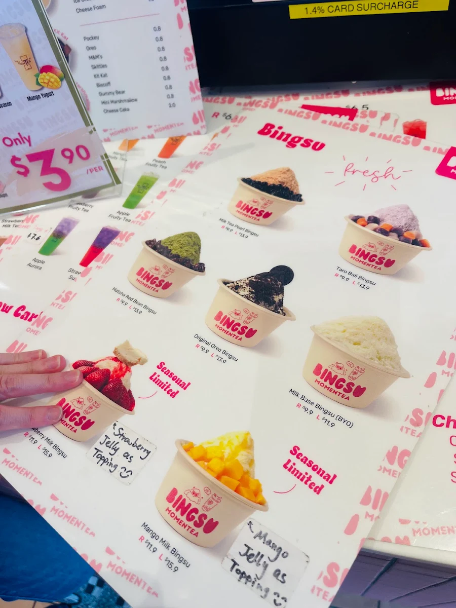 Menu, Momentea Bingsu Castle plaza