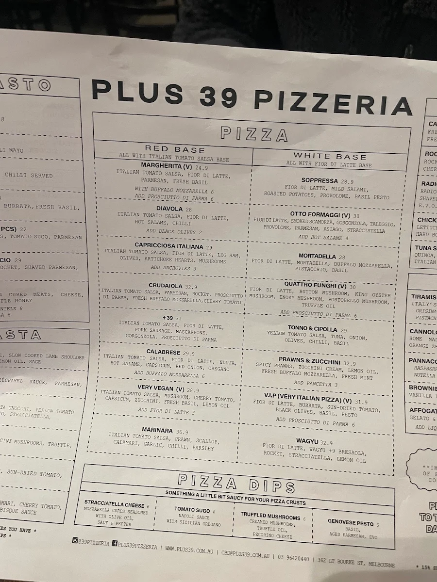 Menu, +39 Pizzeria CBD