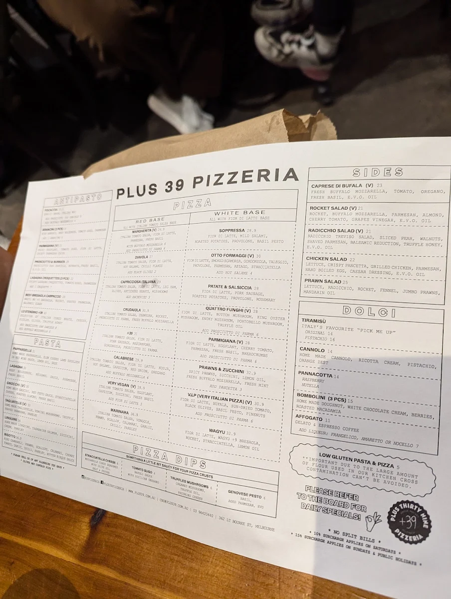 Menu, +39 Pizzeria CBD