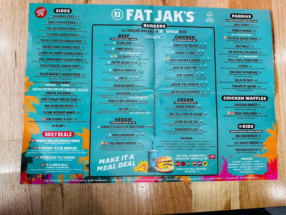 Menu, FAT JAK'S / GET CLUCK'D CAROLINE SPRINGS