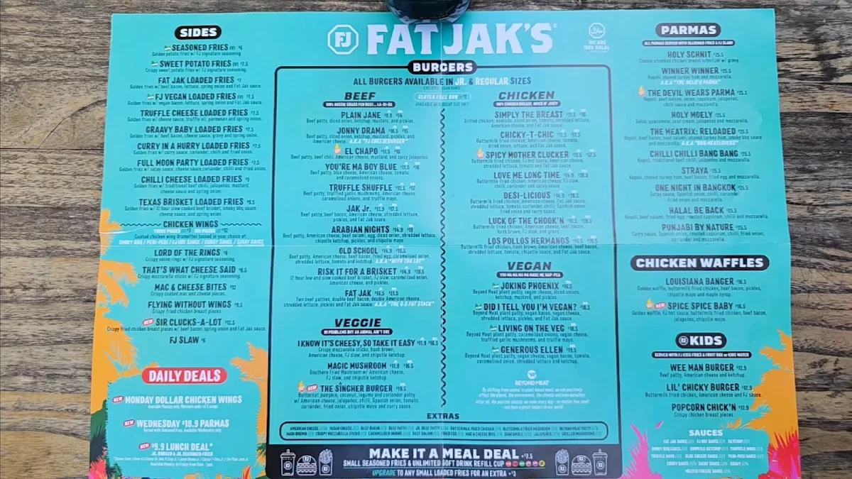 Menu, FAT JAK'S / GET CLUCK'D CAROLINE SPRINGS