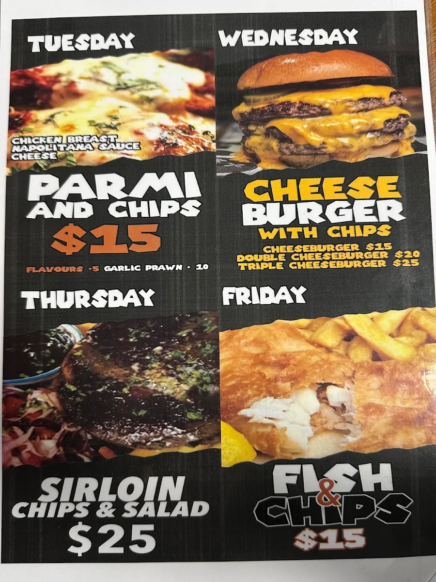 Menu, InSwing Sports Bar