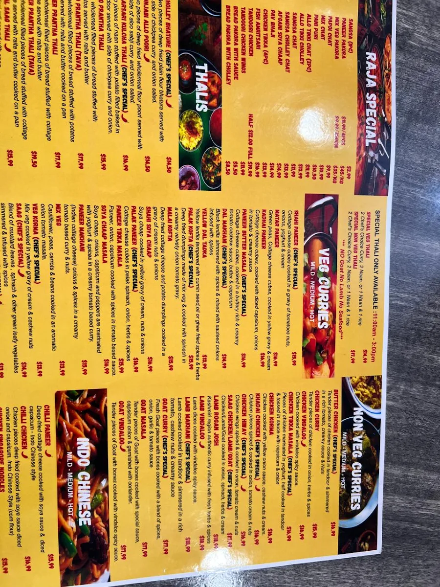 Menu, RAJA SWEETS BY SHARMA