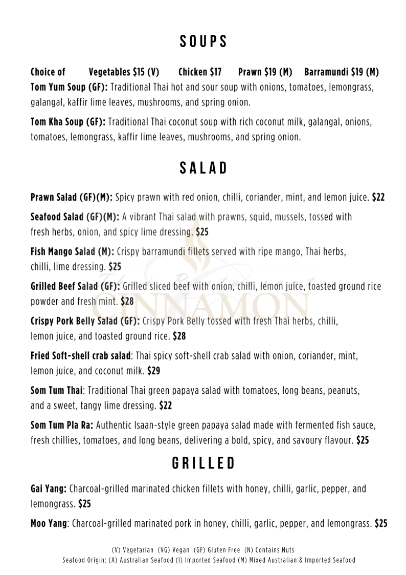 Menu, Cinnamon