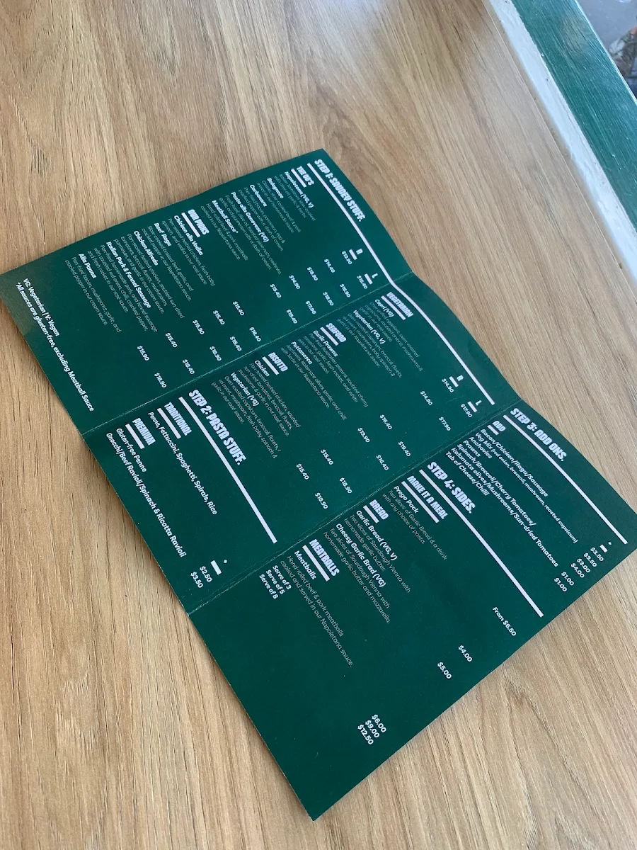 Menu, Pasta Prego