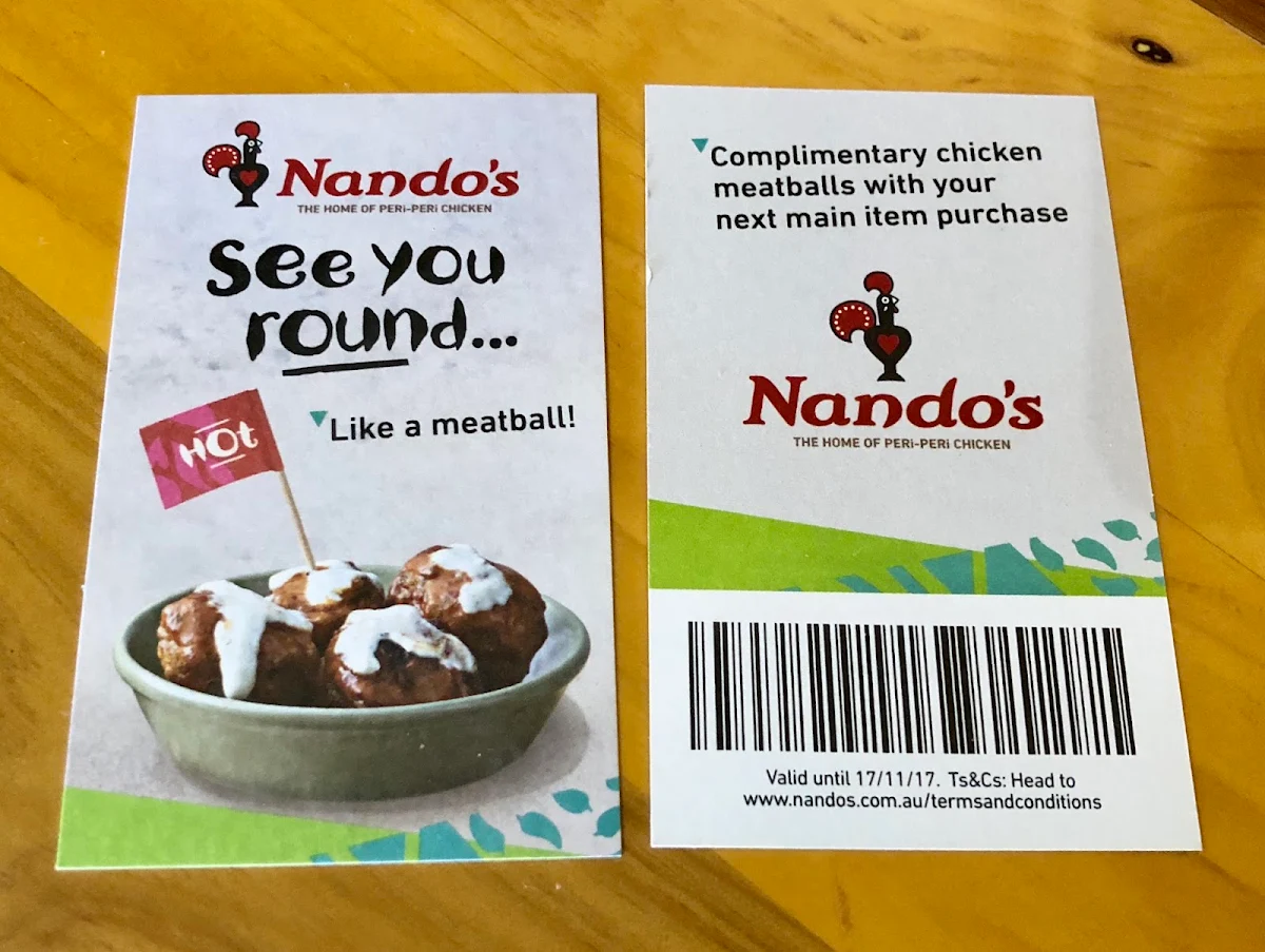 Menu, Nando's Mount Lawley