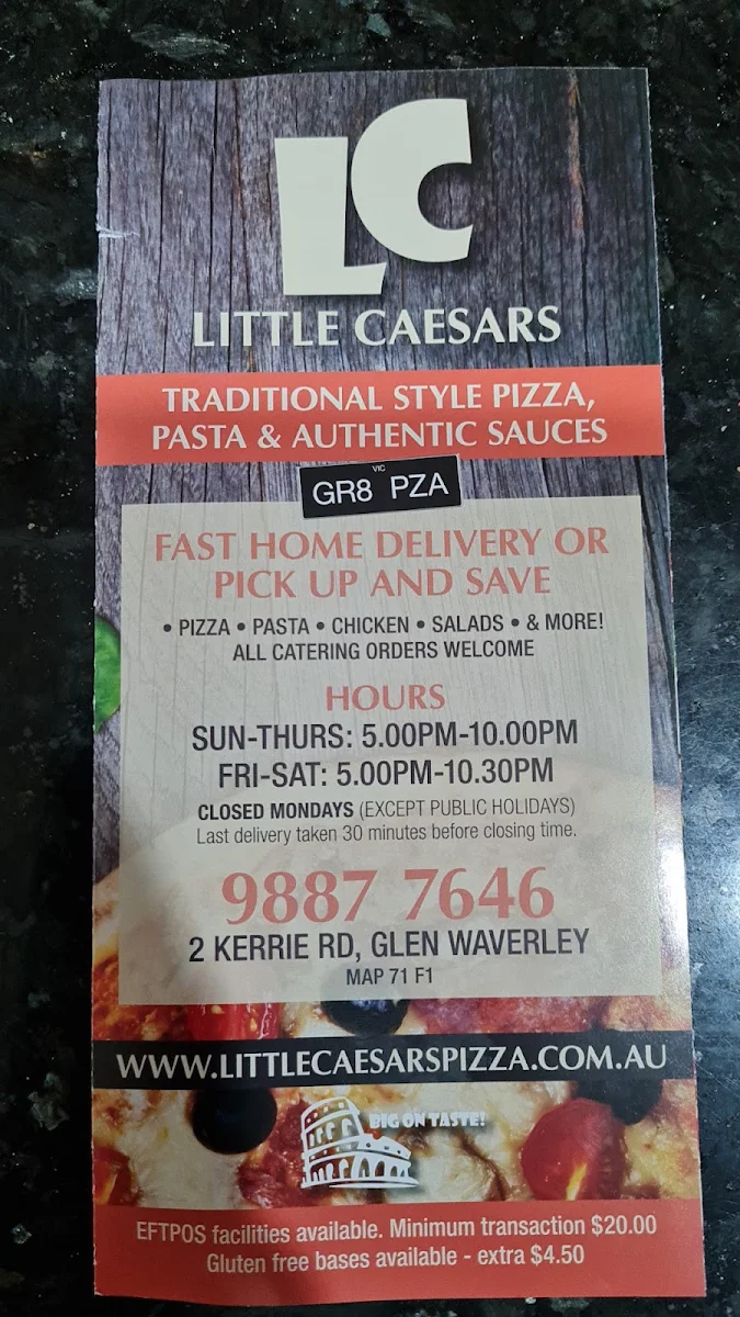 Menu, Little Caesars