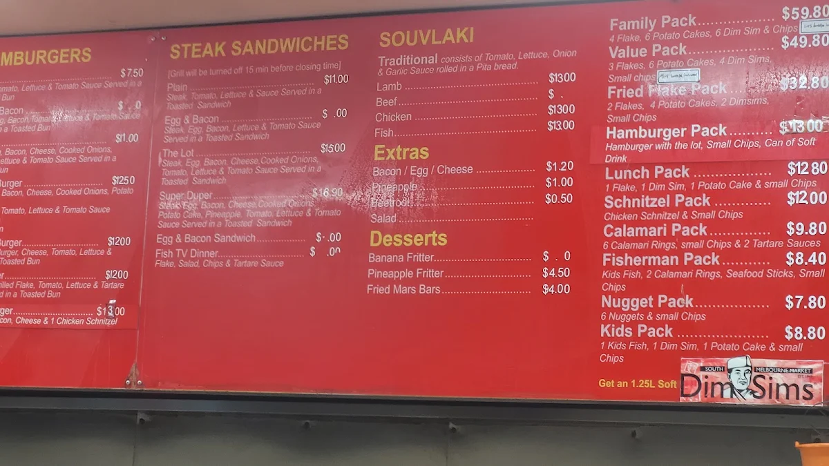 Menu, Batman Ave Fish Shop