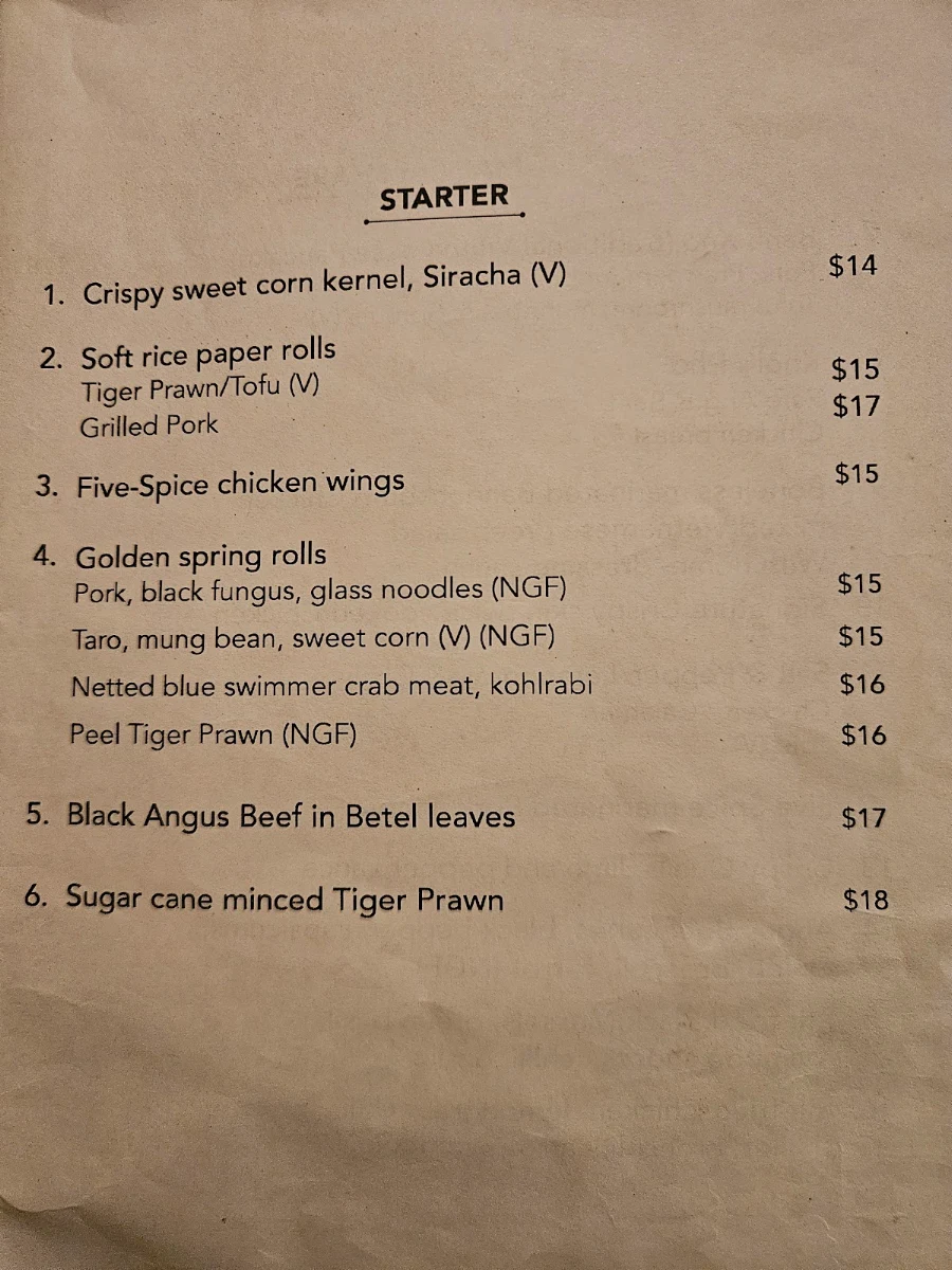 Menu, Khôi’s Surry Hills