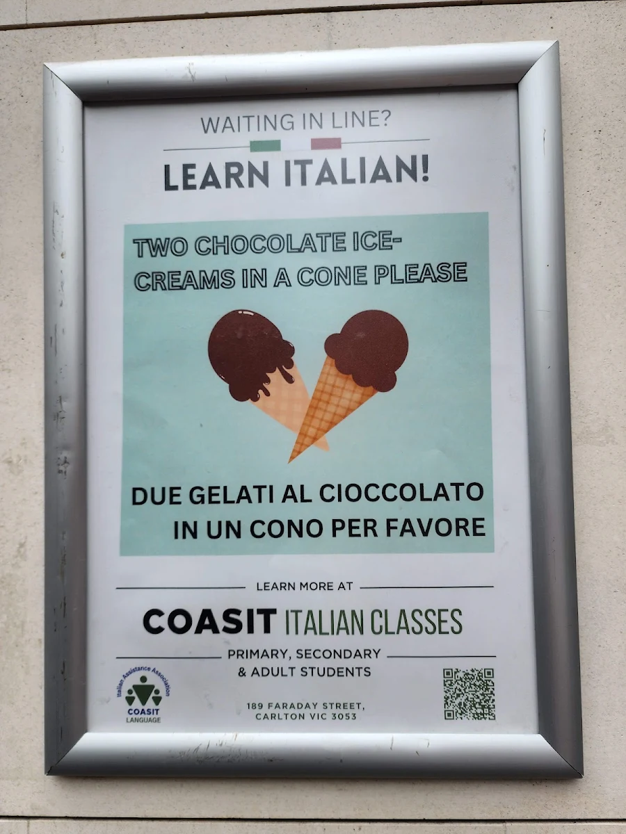 Menu, Brunetti Classico Gelato Bar