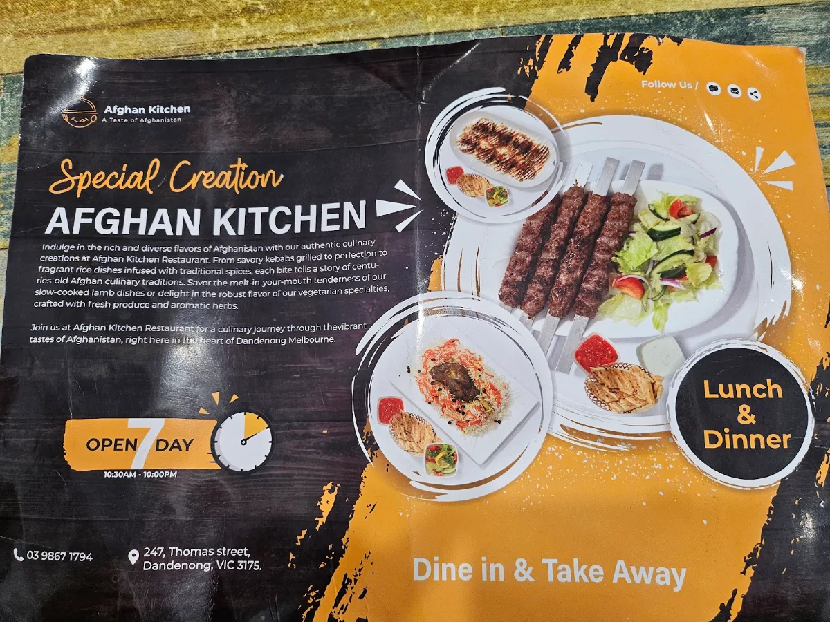 Menu, Afghan Kitchen