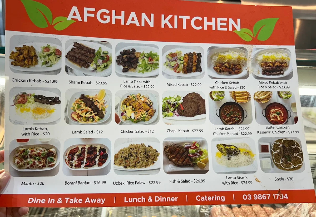Menu, Afghan Kitchen