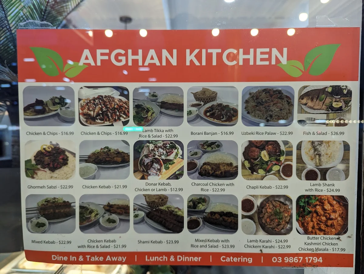 Menu, Afghan Kitchen