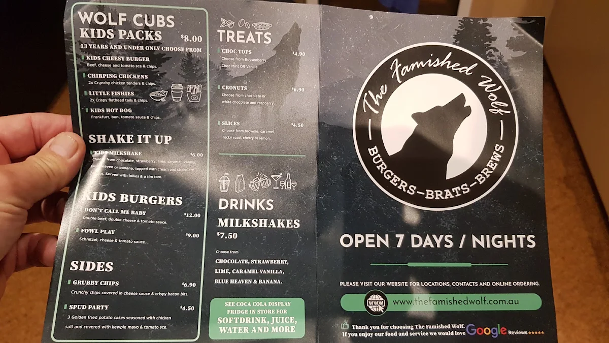 Menu, The Famished Wolf Croydon