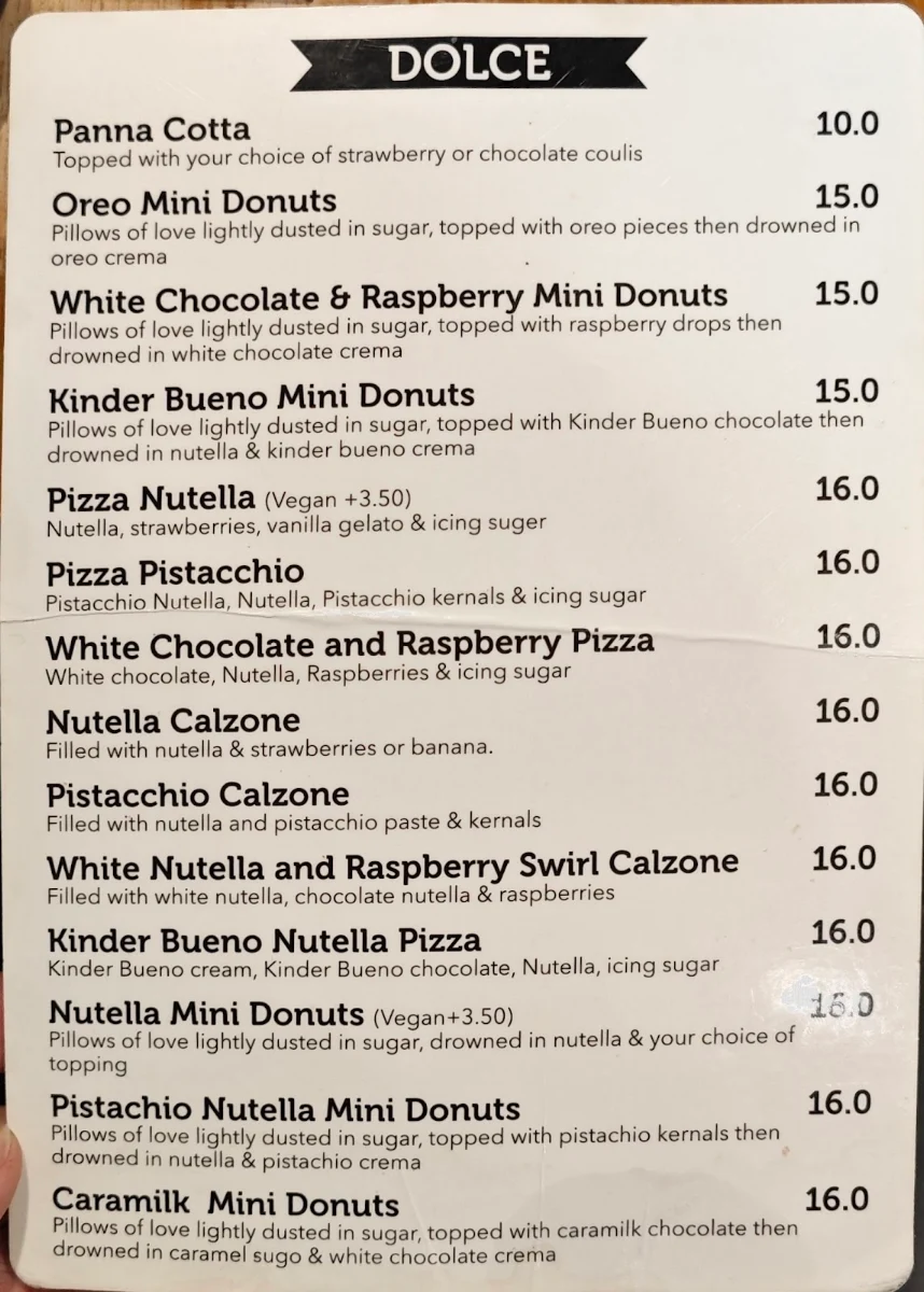 Menu, Express Pizza-Pasta Bar