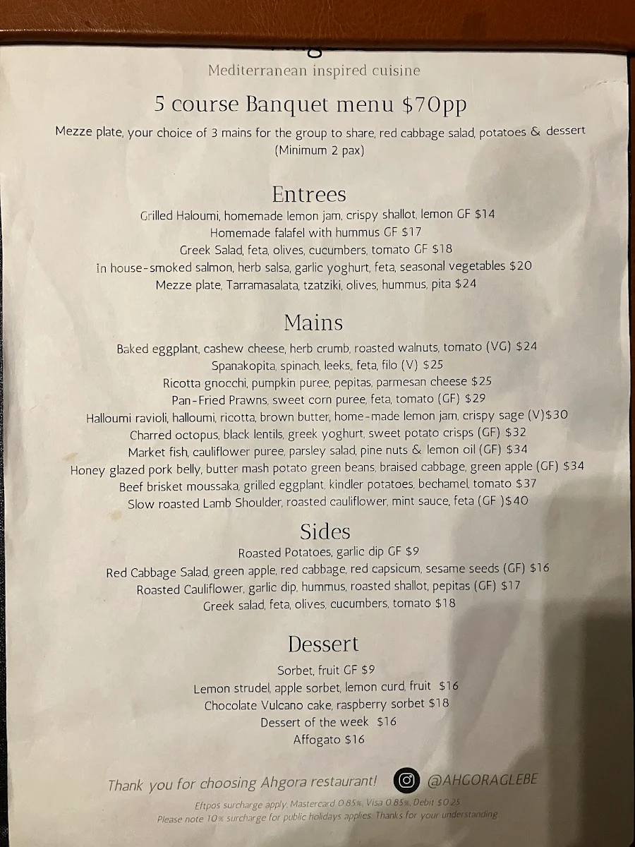 Menu, Ahgora