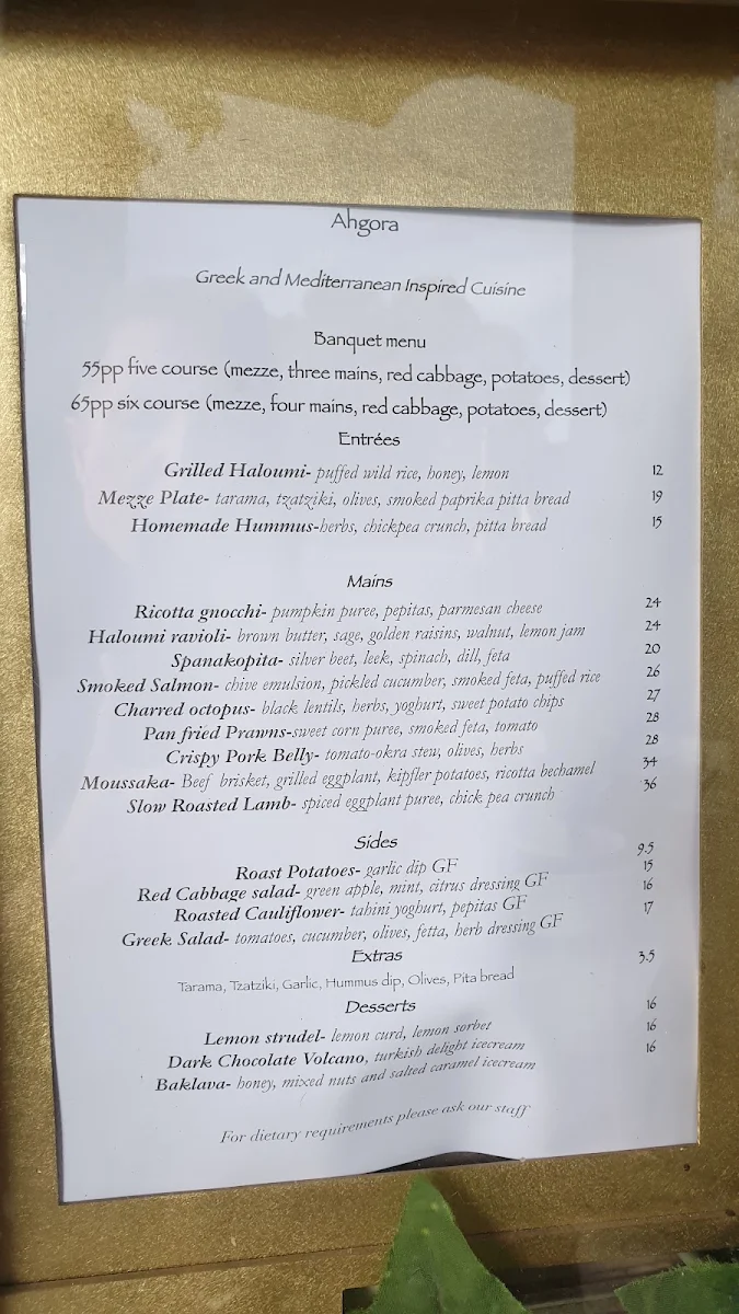 Menu, Ahgora