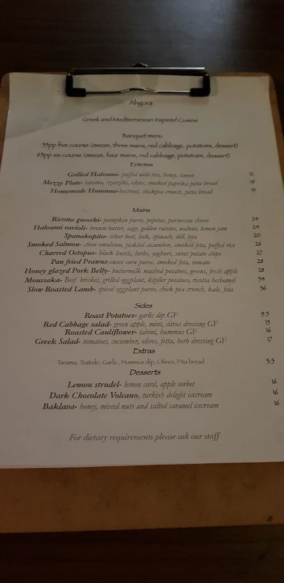 Menu, Ahgora