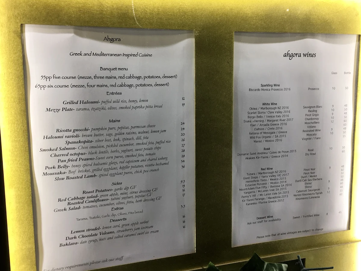 Menu, Ahgora