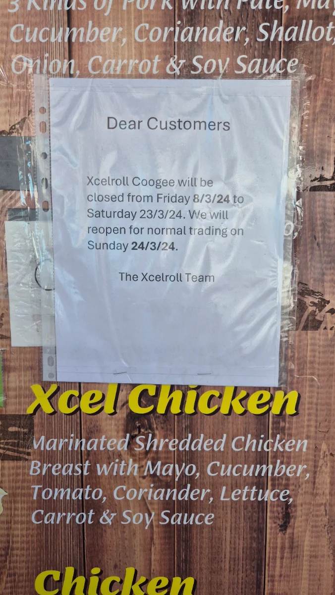 Menu, Xcel Roll