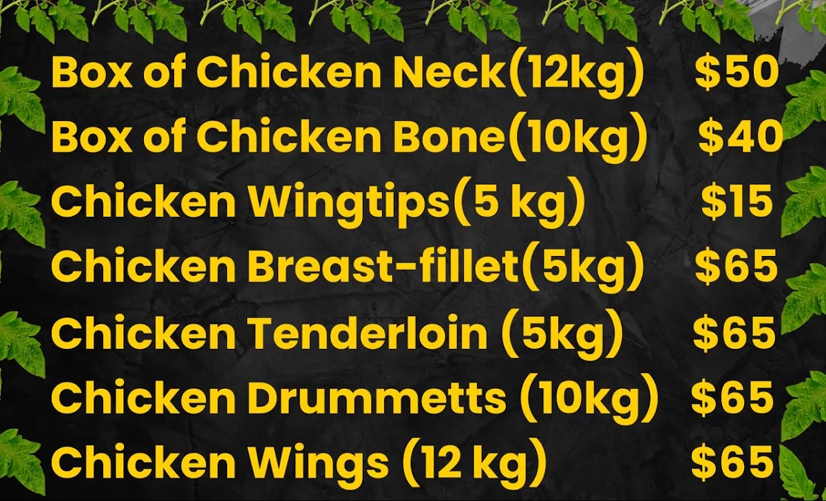 Menu, Dapto Chicken