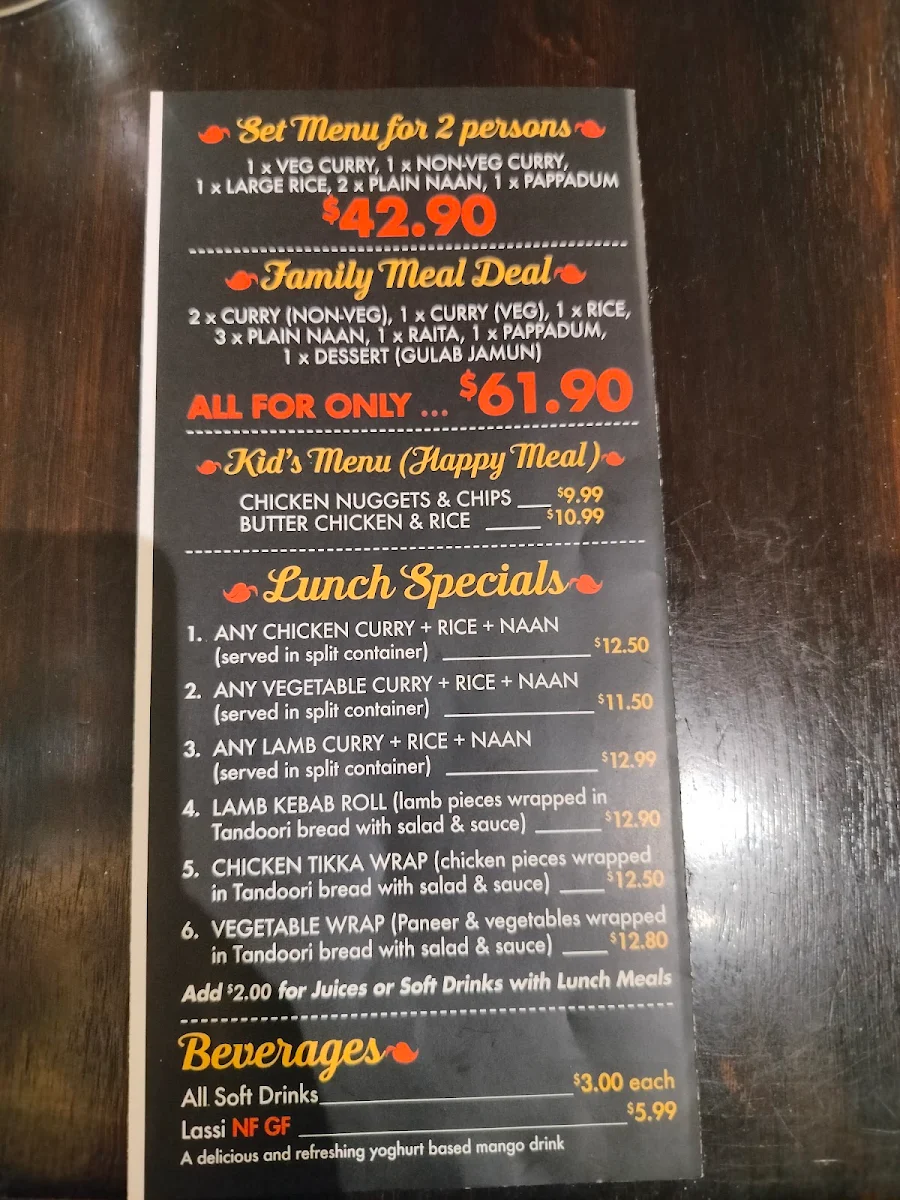 Menu, Magik Masala Indian Restaurant