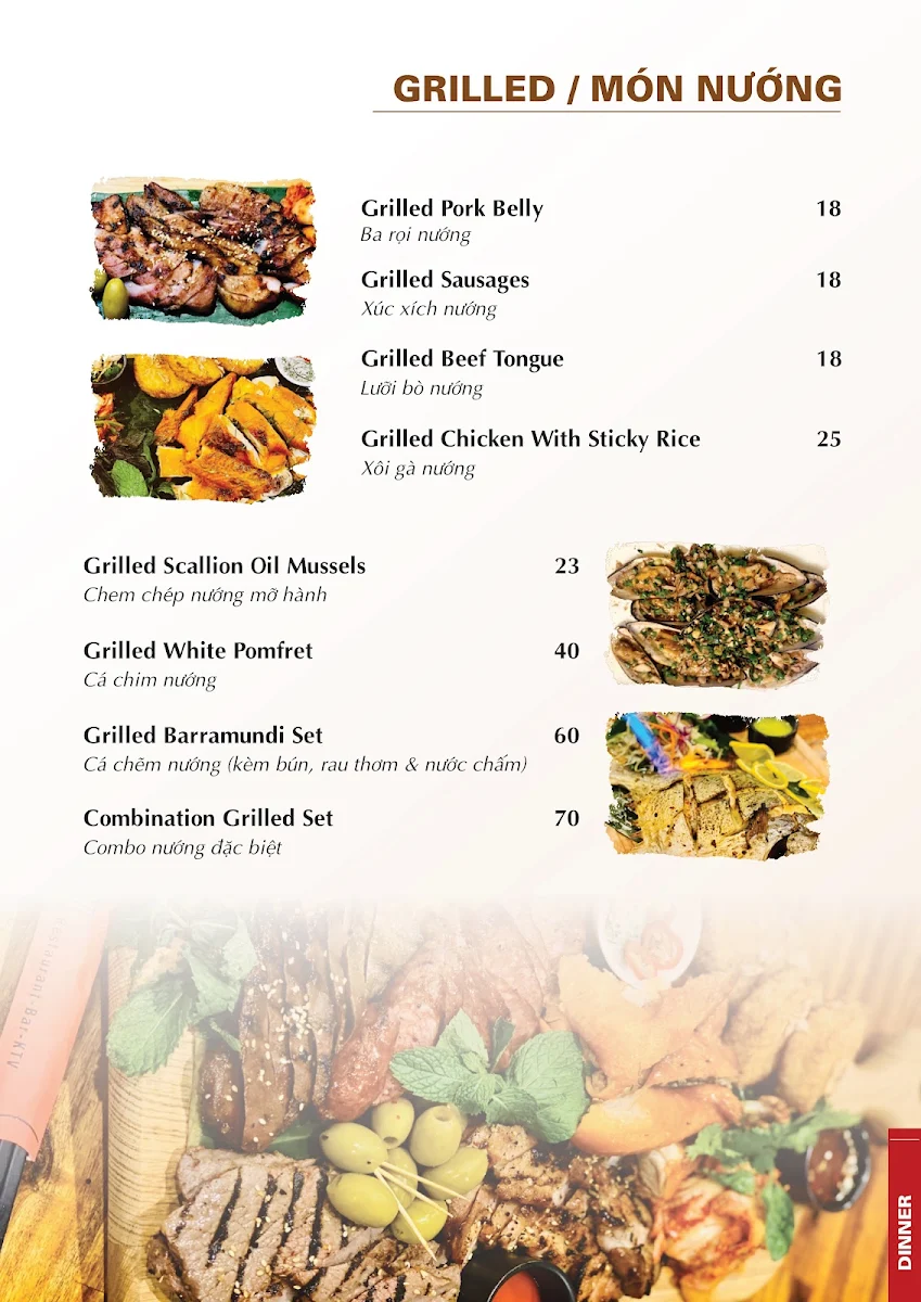 Menu, The New Tang Restaurant and KTV