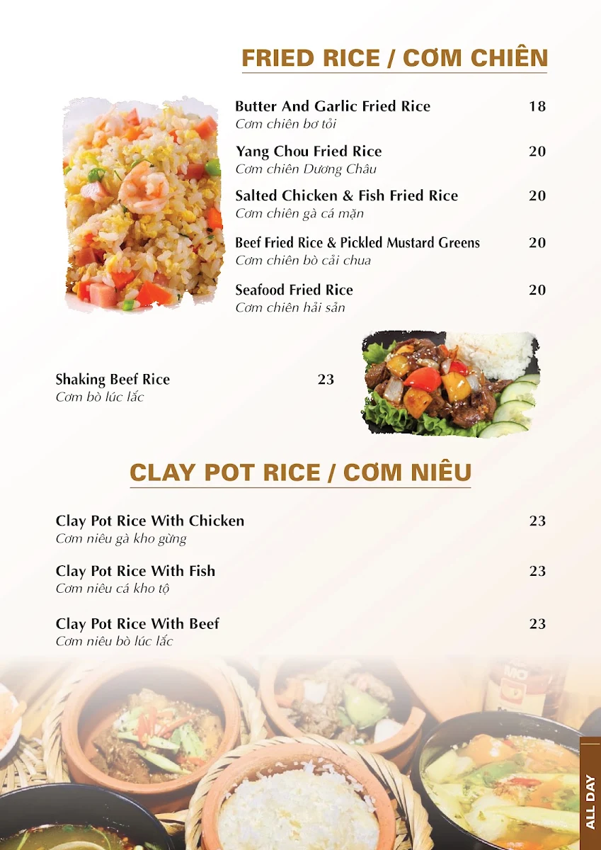 Menu, The New Tang Restaurant and KTV