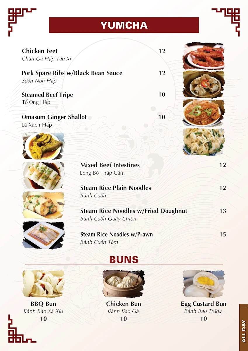 Menu, The New Tang Restaurant and KTV
