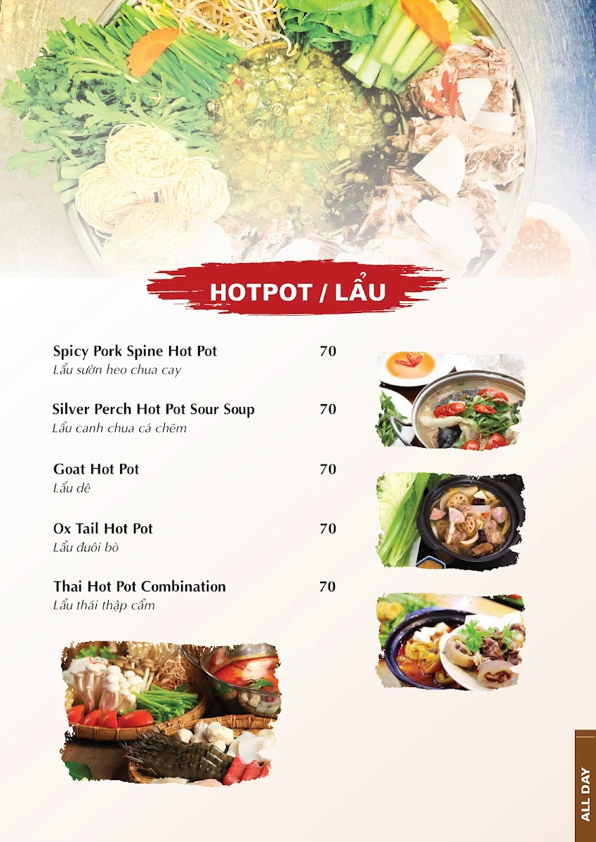 Menu, The New Tang Restaurant and KTV