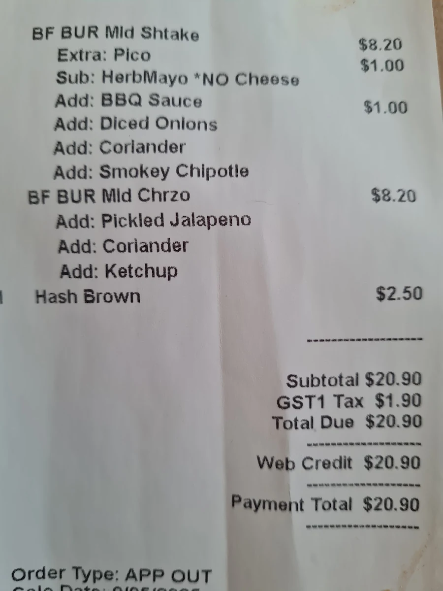 Menu, Guzman y Gomez - Caloundra