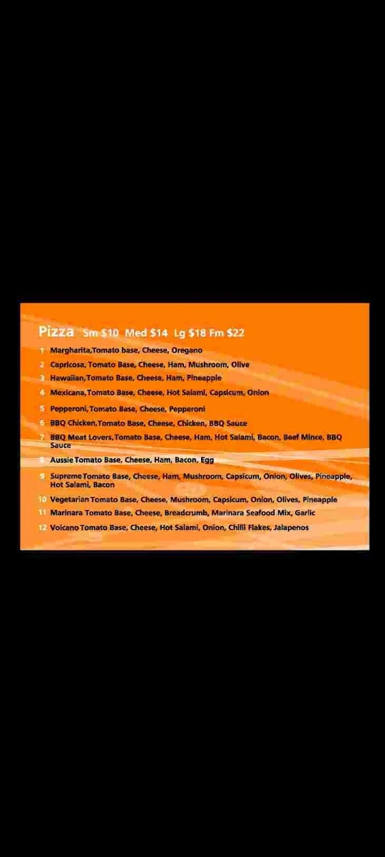 Menu, Pik A Pasta Koo Wee Rup